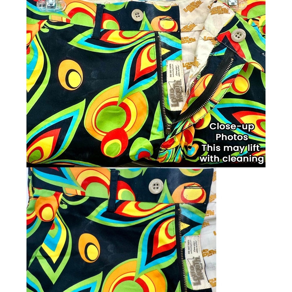 NWT Loudmouth Golf Shorts Men's 30 Magic Bus Shagadelic Black Retro Psychedelic - Picture 4 of 7